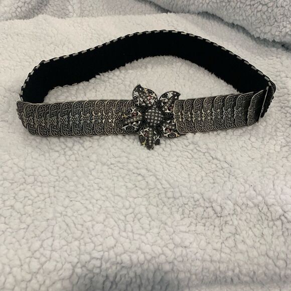 Vintage Silver Stretch Elegant rhinestone, Floral Buckle Belt main image 9